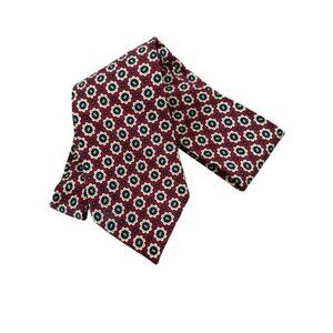 Drake's London Silk Tie Red Floral Medallion Print Handmade Classic Luxury Blue